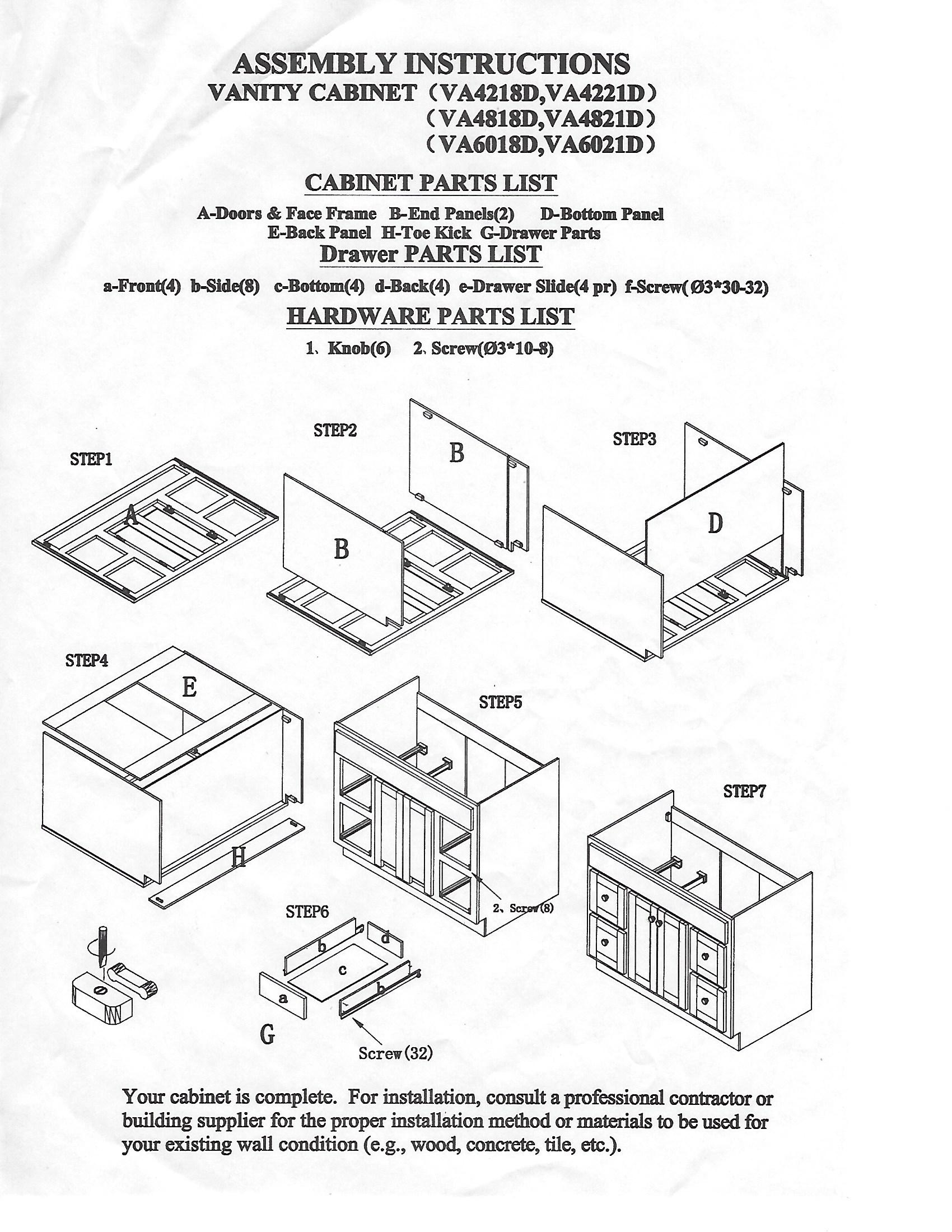 GHI Cabinet Instructions | Heeby's Surplus Inc.