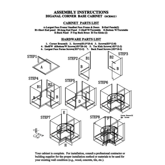 Ghi Drawer Base Cabinet Instructions
