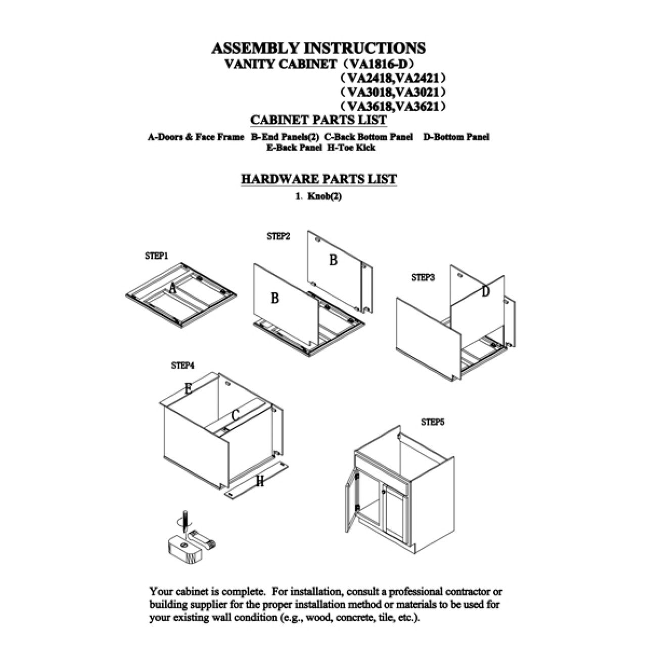 Vanity Instructions Archives Heeby's Surplus Inc.