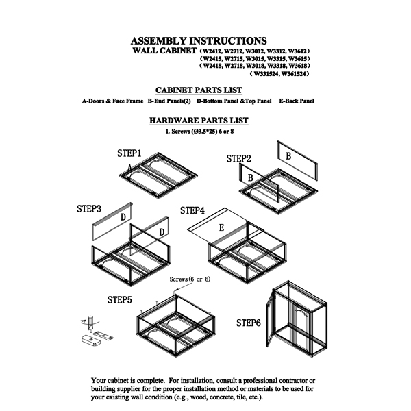 Ghi Wall Cabinet Instructions Heeby S